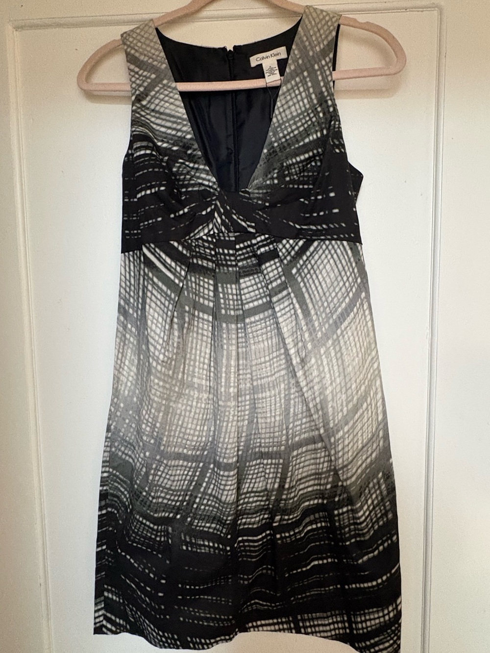 Calvin Klein Black and Gray Ombre Sleeveless V-Neck Dress